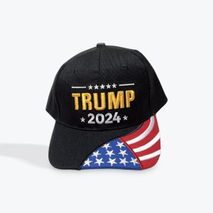 Hat TRUMP 2024 Partial Brim Flag Black